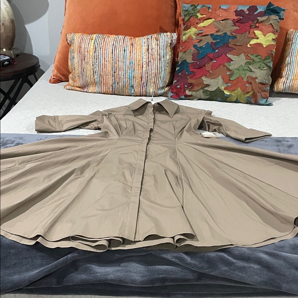 Coldwater Creek Tan Pleated Shirt Dress